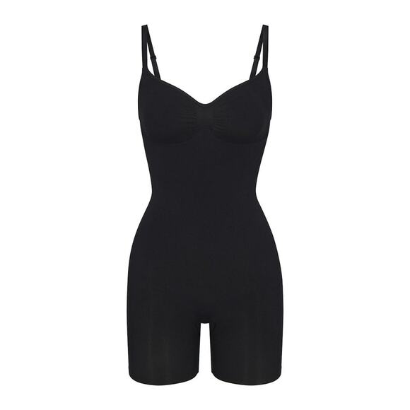 SKIMS Sculpting Bodysuit Mid Thigh W Open Gusset Onyx - L/XL - Picture 1 of 4